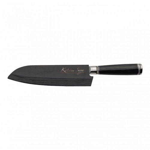 Image showing the Katana Saya Pakkawood Santoku Knife, 18cm Damascus Blade product.