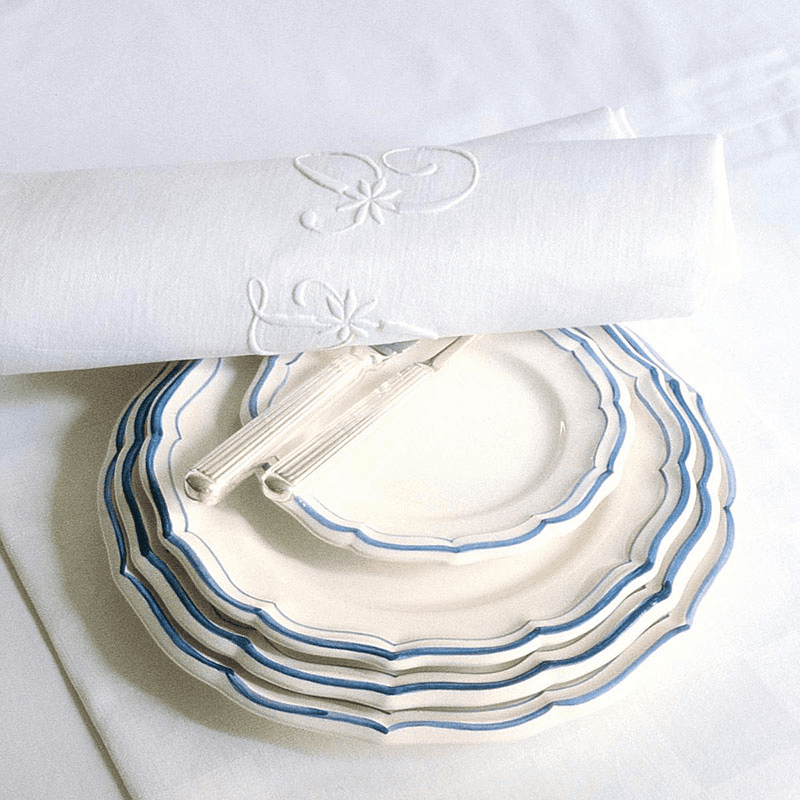 Rimmed Soup Plates, Filet Bleu, Set of 4