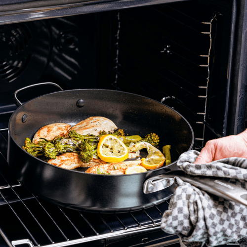 Image showing the Copenhagen Non-Stick Skillet with Lid, 24, Black product.