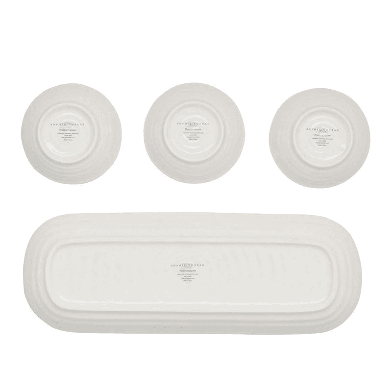 3 bowl & tray set, White