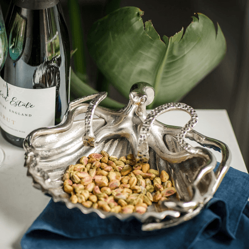 Image showing the Octopus Shell dish, D24 x H11cm, Silver product.