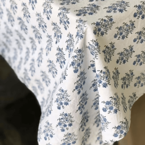 Image showing the Mayo Flowers Tablecloth, 150 x 225cm, Green & Blue product.