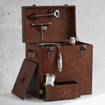 Brown Leather Drinks Box, Incl. Ice Bucket