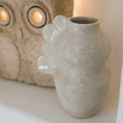 Image showing the Les Sages Limited Edition Medee Vase, H16cm, Crackle Cream product.