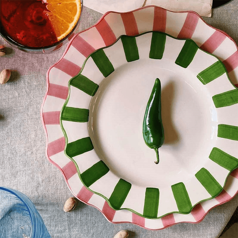 Scalloped Breakfast Plate, D22cm, Green