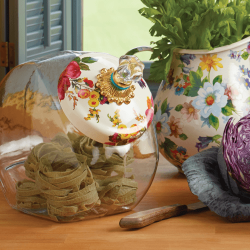 Image showing the Flower Market Cookie jar with lid, H20 x W15cm, White product.