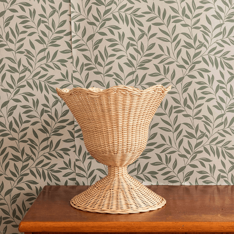 Freya Scalloped Rattan Bowl, D22cm, Natural