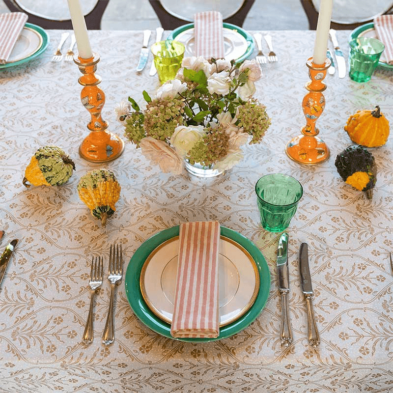 Aurum Jaal Festive Tablecloth, 220 x 270cm, Ivory/Gold
