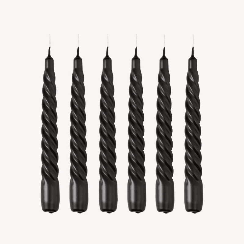 Twist Set of 6 Dinner Candles, H20cm, Black
