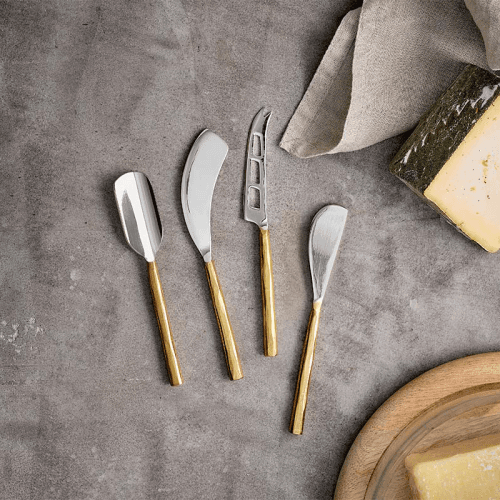 Image showing the Darsa Cheese Knife Set, Brushed Gold product.