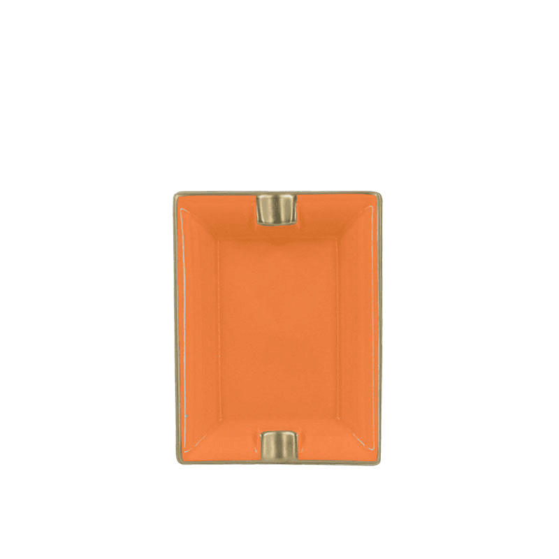 Sous Le Soleil Ashtray, W9.5 x L11cm, Matt Gold Classic Orange
