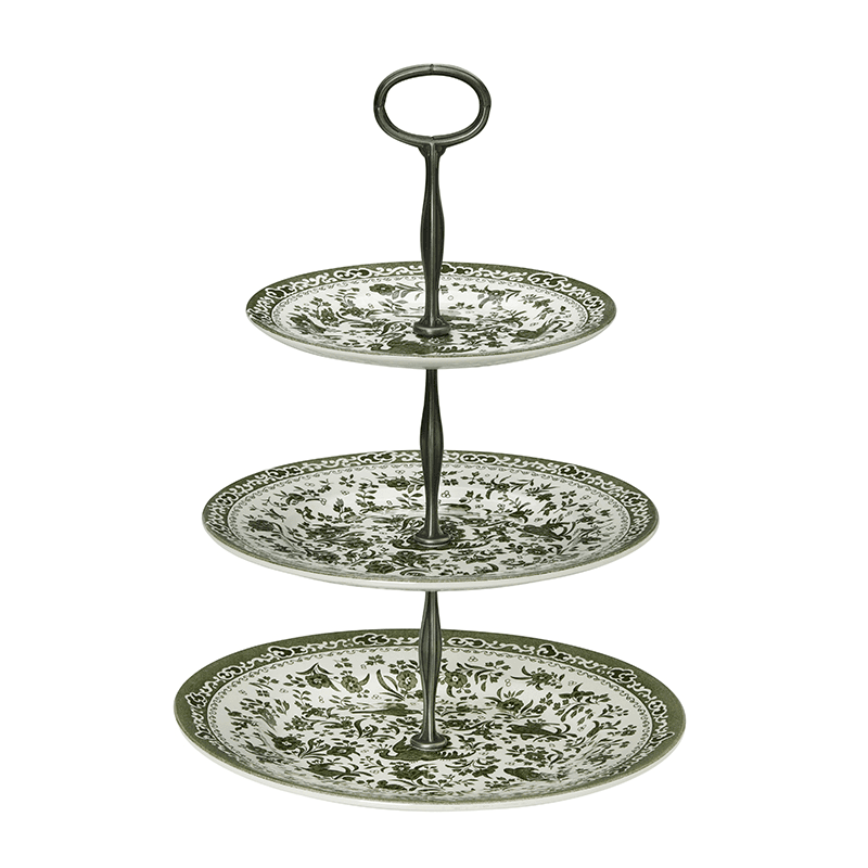 Regal Peacock 3 Tier Cake Stand, H35 x W26.5 x D26.5cm, Green