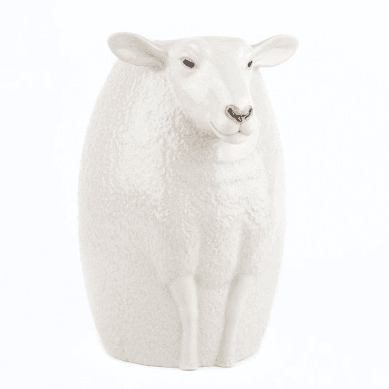 White Faced Suffolk Sheep Flower Vase, H23cm, White