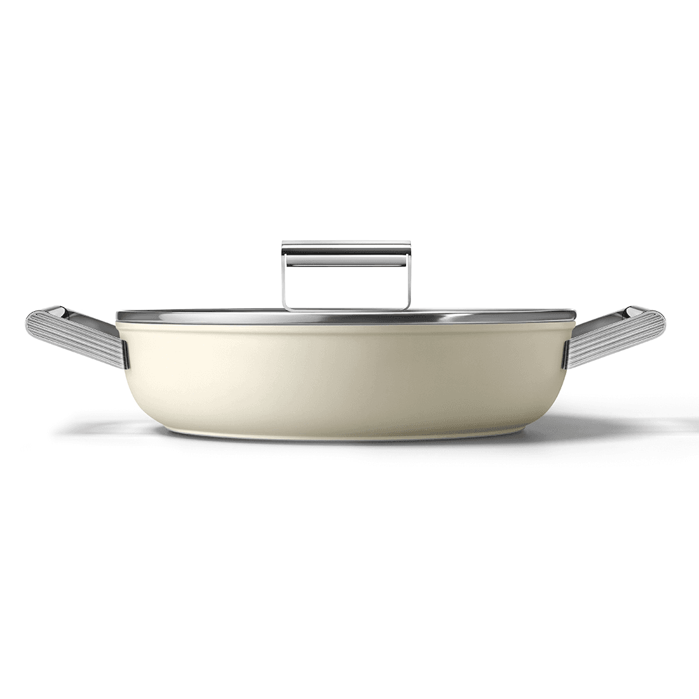 Deep Skillet Pan with Handles, 28cm, Cream