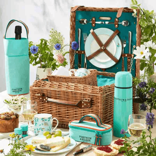 Image showing the Fortnum's Camellia Picnic Hamper for Two, Eau De Nil product.