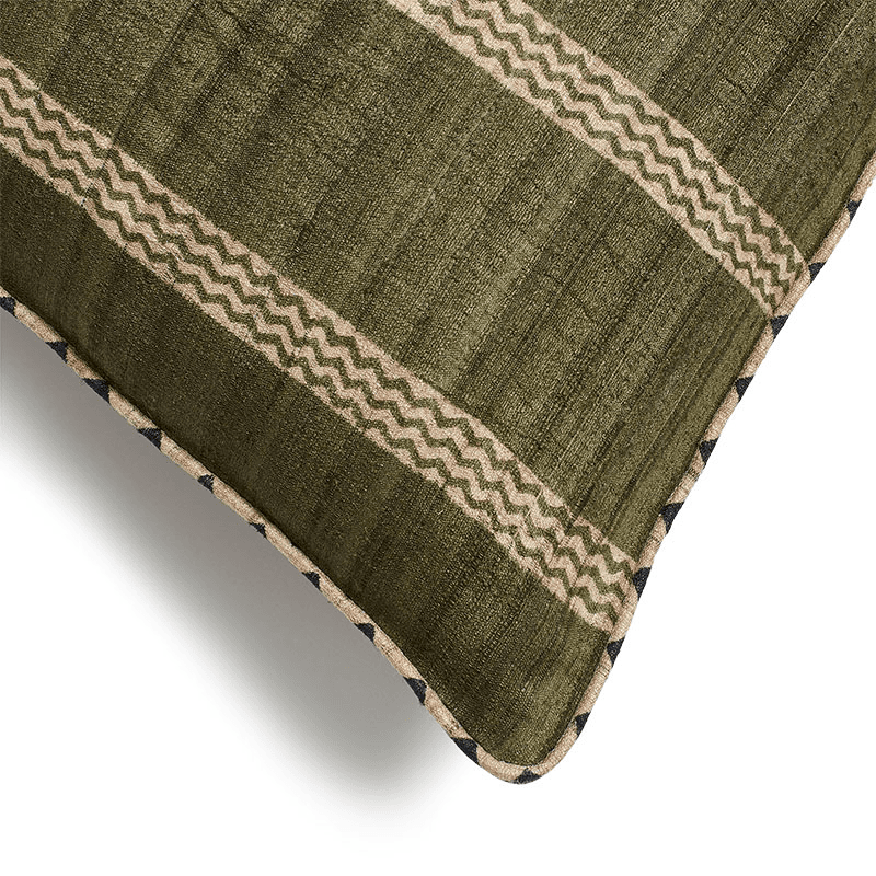 Grassetto Zigzag Cushion Cover, 51 x 51cm, Cedar Green / Indigo