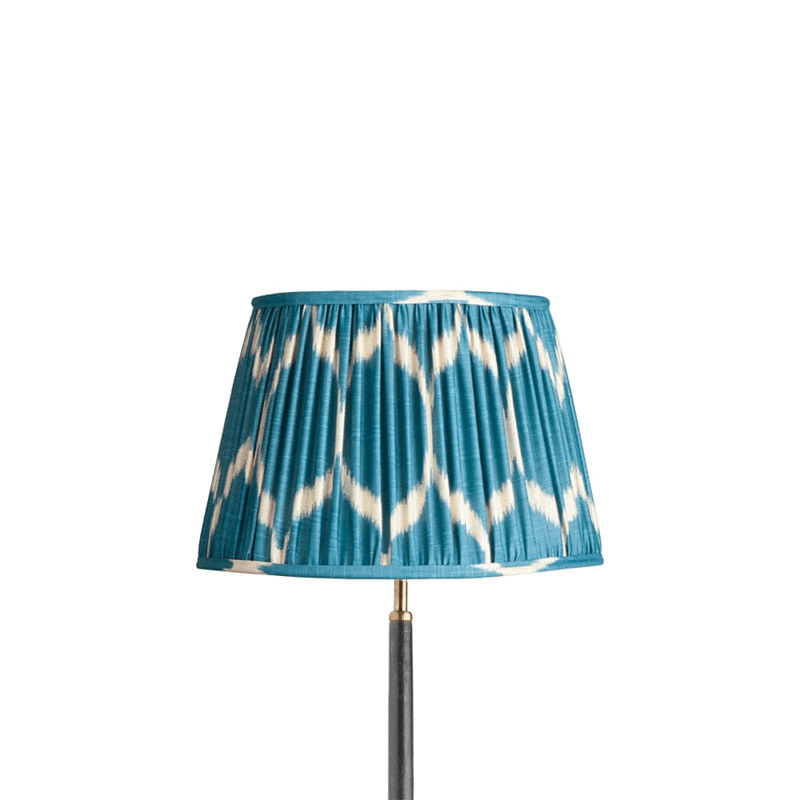 Striaght Empire Shade, 35cm, Turkish Blue Yoda Printed Silk Ikat