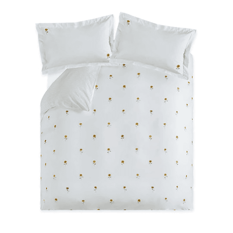 Sunflowers Double Quilt Set, White