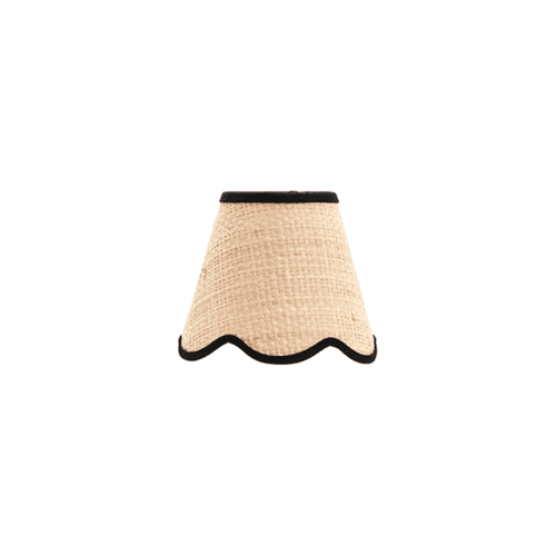 Image showing the Raffia Scallop Candle Lampshade, Black Trim product.