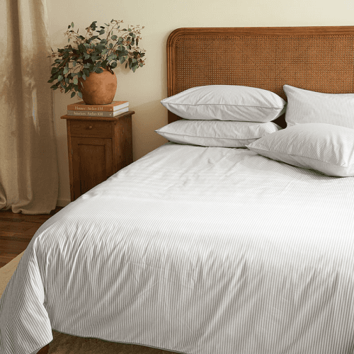 Image showing the Striped Percale  Duvet Cover, Superking, Grey Stripe product.