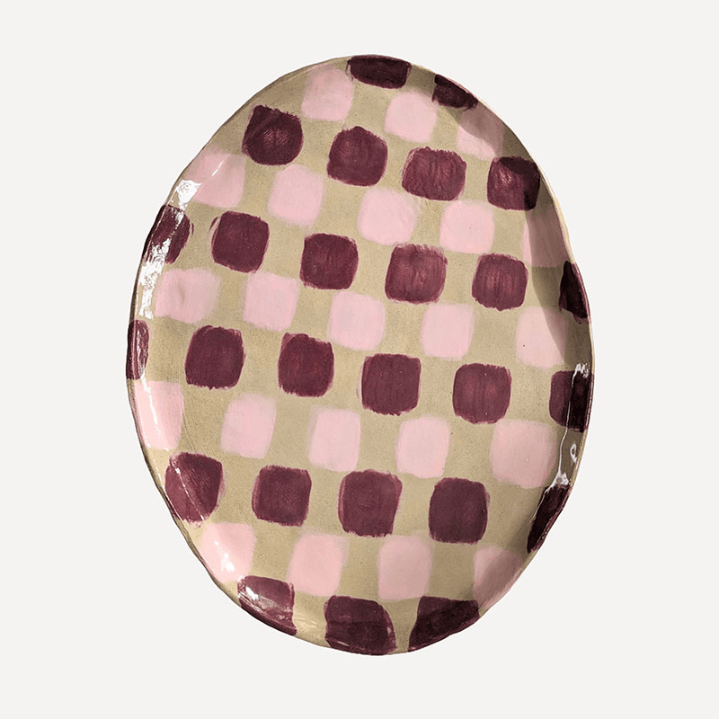 Rosie Gore Dash Platter, 26cm x 32cm, Pink & Burgundy