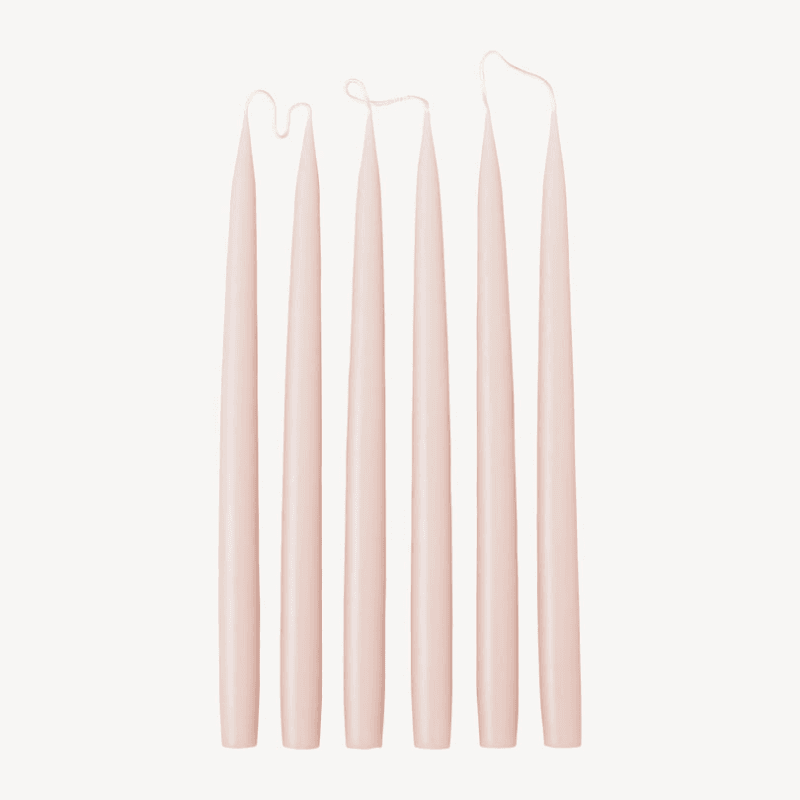 Set of 6 Tapered Dinner Candles, H35cm, Powder Pink
