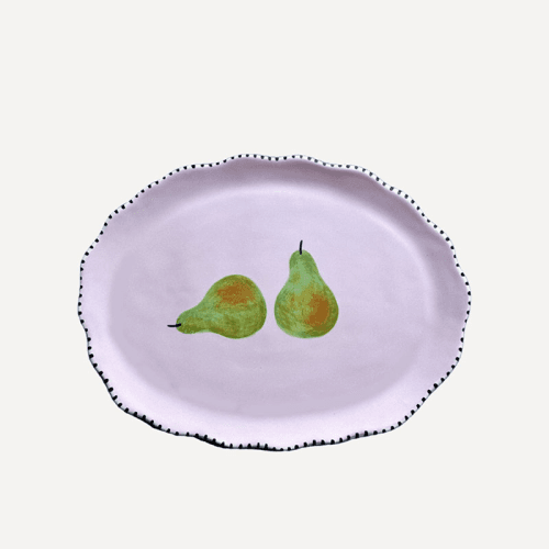 Image showing the Minnie-Mae Studio Pair of Pears Serving Platter, 27cm x 21cm, Pink product.