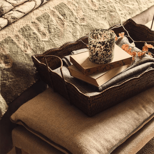Image showing the Talasa Rectangular Rattan Basket, H19cm x W58cm x D39cm, Antique Brown product.