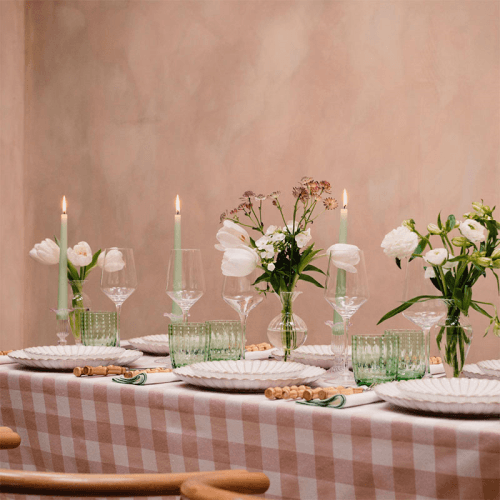 Image showing the Gingham Tablecloth, 150 x 300cm, Light Pink & White product.