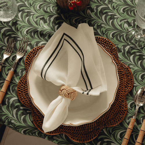 Image showing the Sophie Classic Two Cord Napkin, 50cm, Forest Green product.