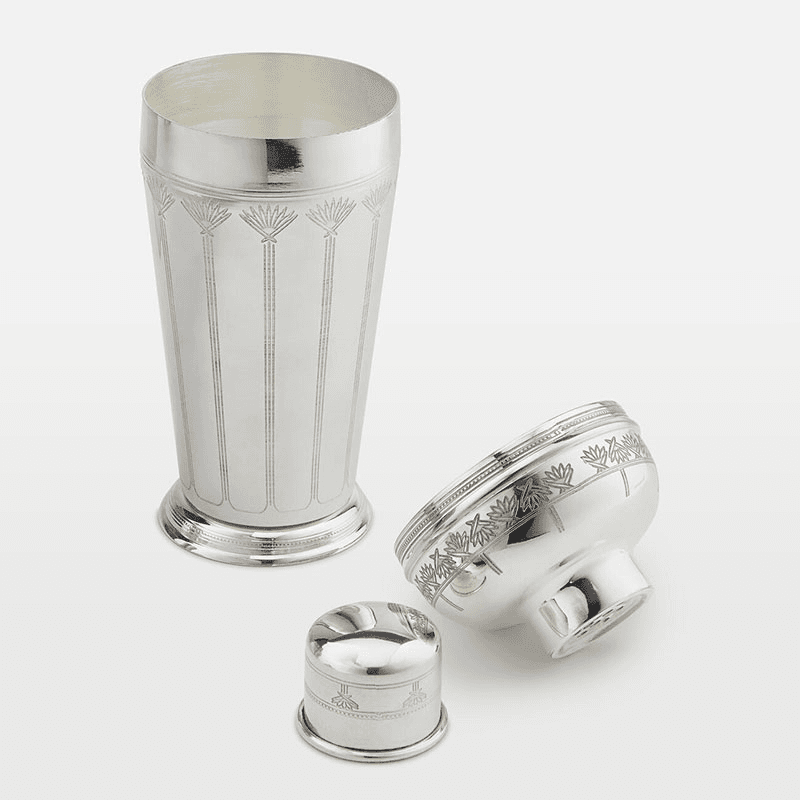 Rochester Engraved Silver Cocktail Shaker, H24cm, Silver