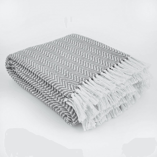Image showing the Herringbone Blanket, 250cm x 130cm, Slate Grey product.