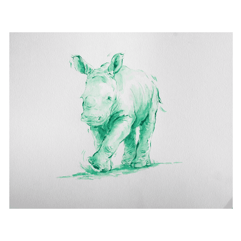 Green Rhino Framed Print