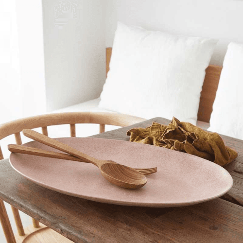 Image showing the Livia Oval Platter, D45cm, Mauve Rose product.