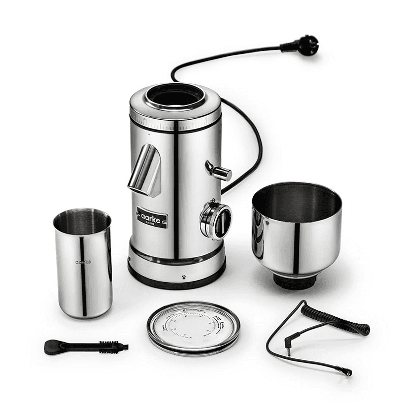 Flat Burr Coffee Grinder, 27cm, Stainless Steel