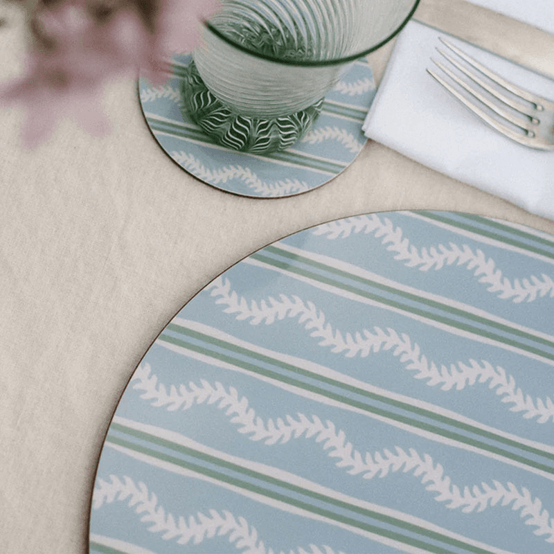 Vines Set of 6 Placemats, D29cm, Blue