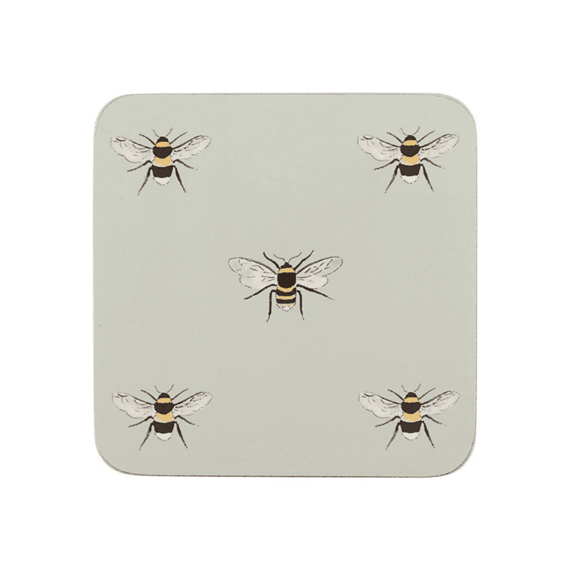 Bees Set of 4 coasters, 10.5 x 10.5cm