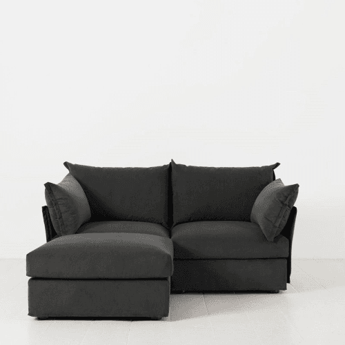 Image showing the Model 06 Velvet 2 Seater Sofa With Chaise, Charcoal product.