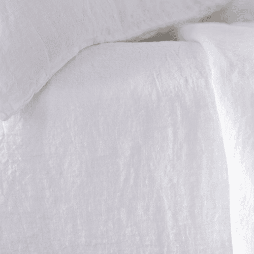 Image showing the Linen Fitted Sheet, King, White product.