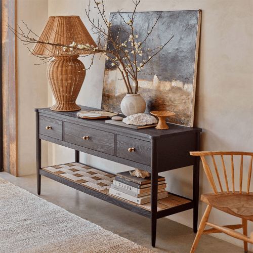 Image showing the Frome Console Table, Warm Black product.