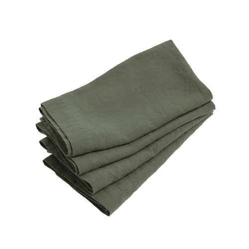 Image showing the Linen Set of 4 Napkins, 47 x 47cm, Olive product.