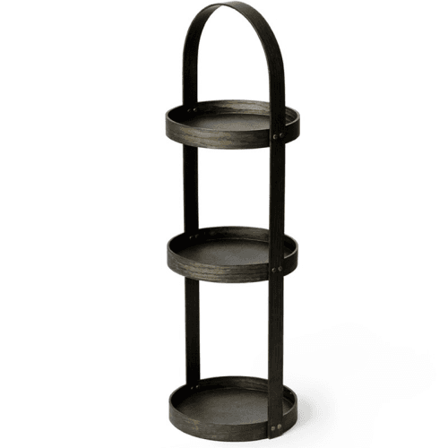 Image showing the Mezza 3 tier round caddy, H82 x W26 x D25.5cm, Dark Brown product.