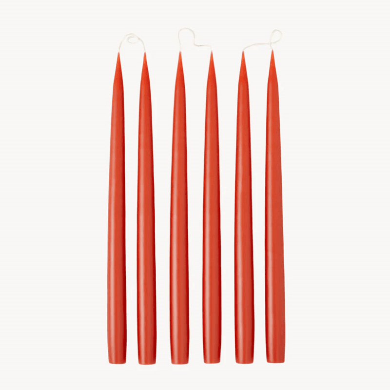 Set of 6 Tapered Dinner Candles, H35cm, Rust