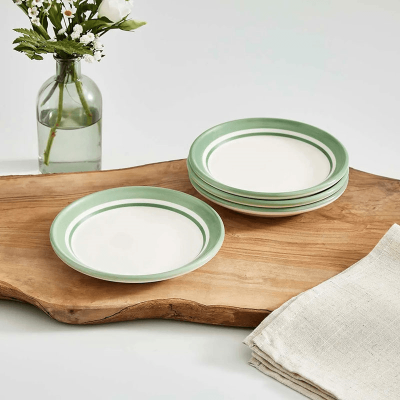 Potter's Stripe Set of 4 Bread Plates, D15cm, Green