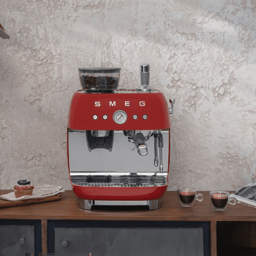 Image showing the Espresso Coffee Machine with Grinder, Red product.