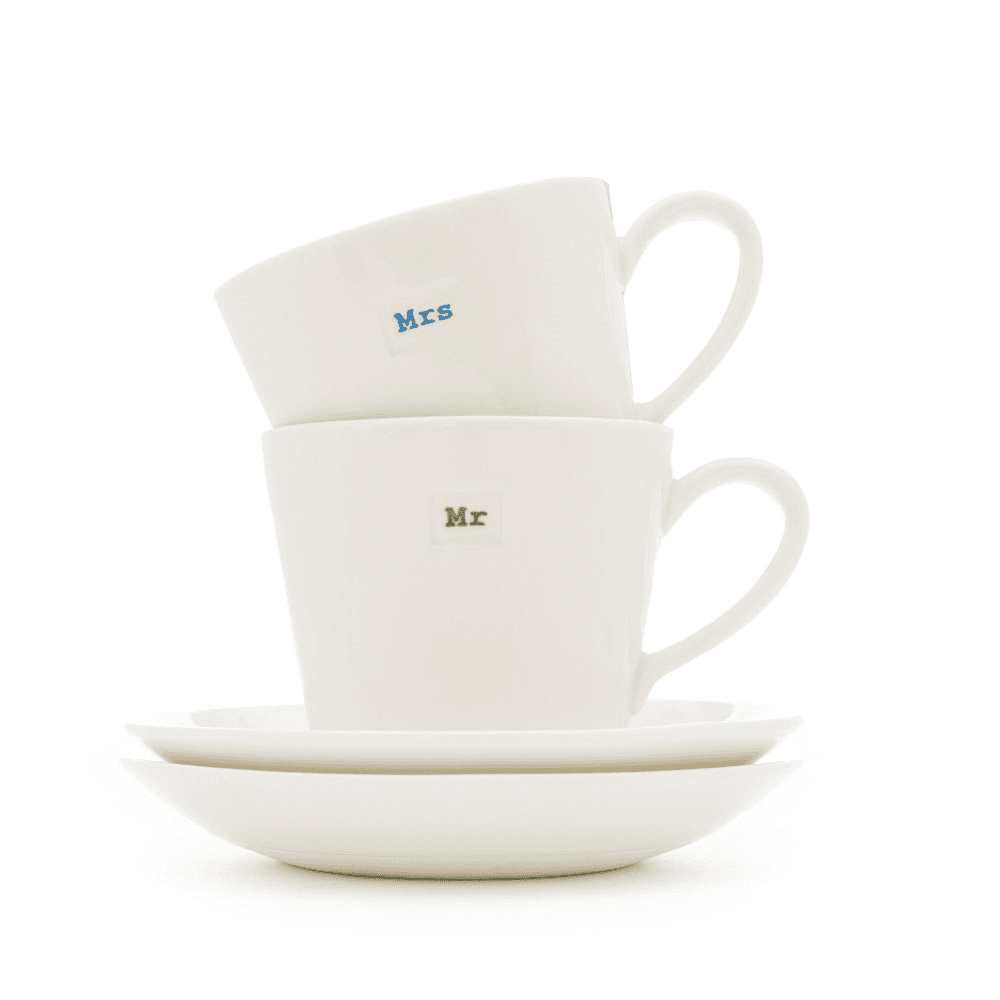 'Mr & Mrs' Set of 2 Espresso Cups, 70ml