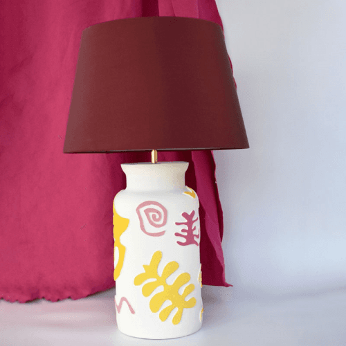 Image showing the Can Can Table Lamp, H36cm, Pink & Yellow product.