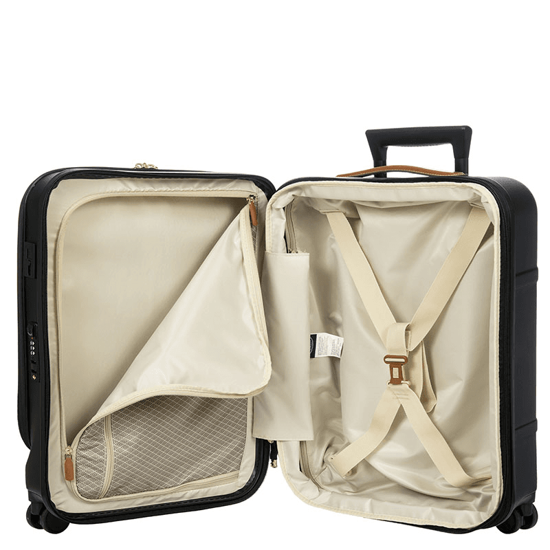 Bellagio Carry-On Suitcase with Front Pocket, H55 x L38 x W23/27cm, Black