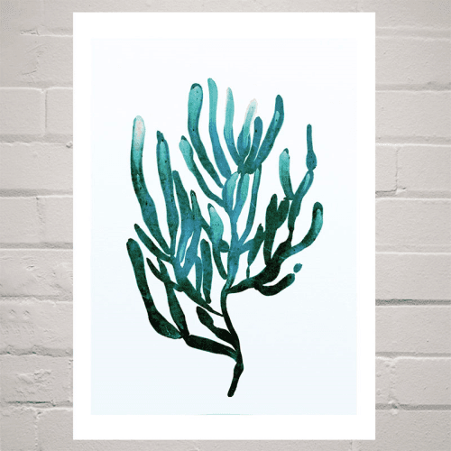 Image showing the Dan Hobday Seaweed A3 Framed Art Print, Green product.