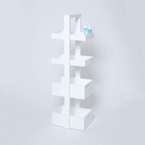 Image showing the Mount Fuji 4 tier caddy, H83 x W22 x D26cm, White product.